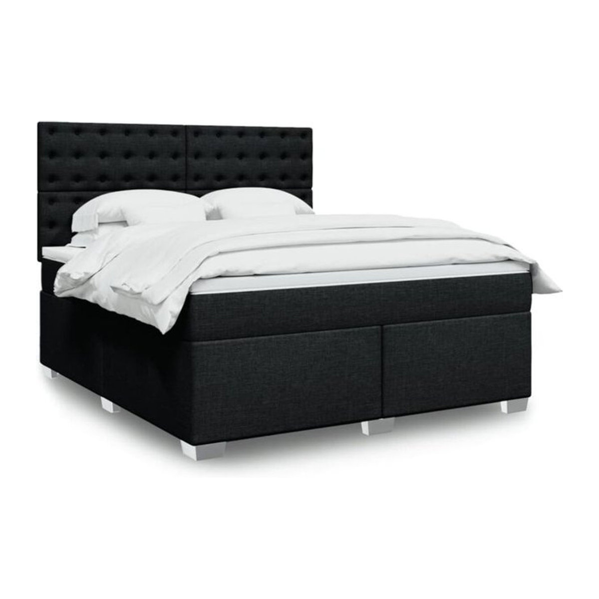 vidaxl Boxspringbett mit Matratze aus Stoff in Schwarz, B/T/H: 180 x 200 x 140,5 cm - Bild 1