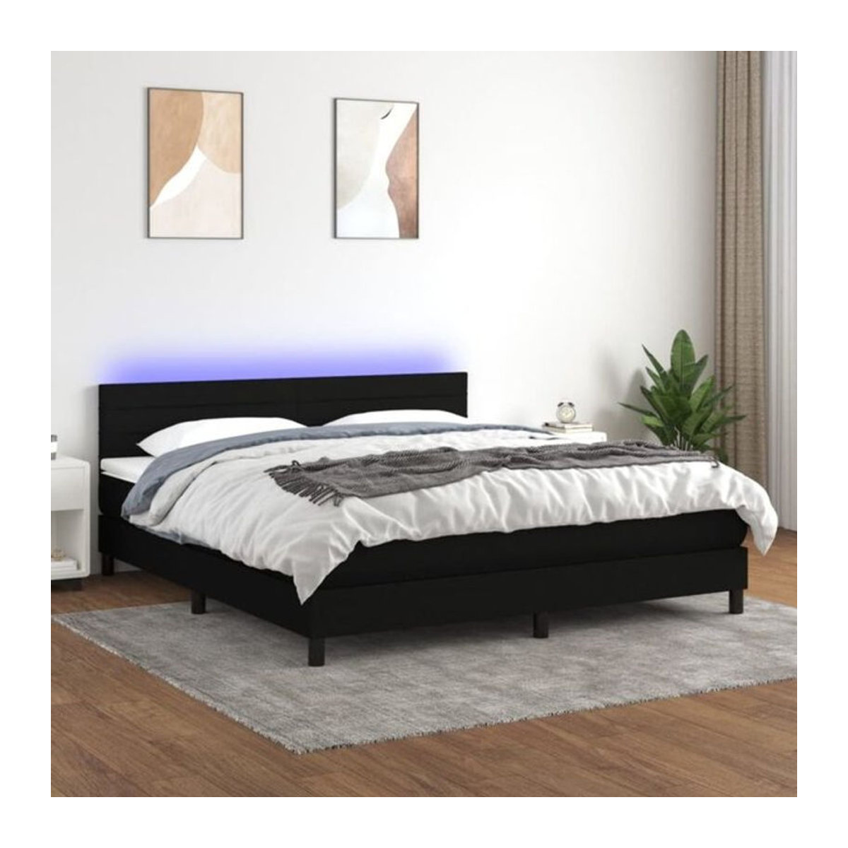vidaxl Boxspringbett mit Matratze aus Stoff in Schwarz, B/T/H: 180 x 200 x 78 cm - Bild 1