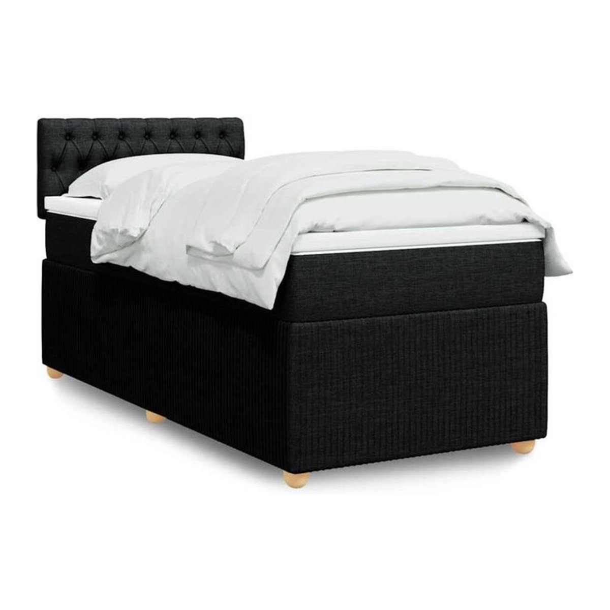 Vidaxl Boxspringbett mit Matratze aus Stoff in Schwarz B/T/H: 200 x 100 x 100,5 cm - Bild 1