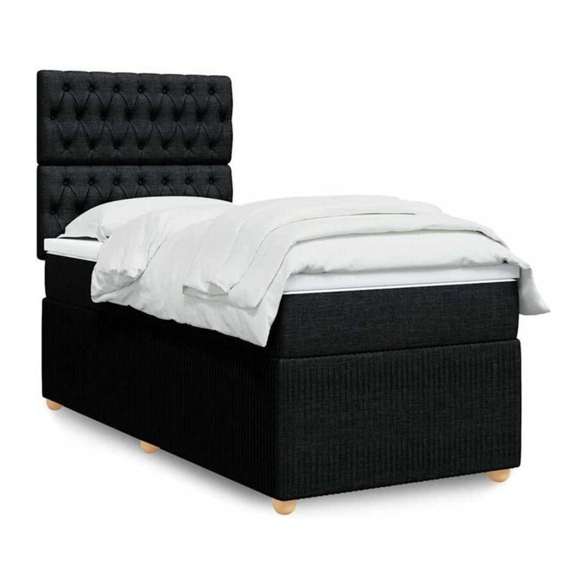 Vidaxl Boxspringbett mit Matratze aus Stoff in Schwarz, B/T/H: 200 x 100 x 140,5 cm - Bild 1
