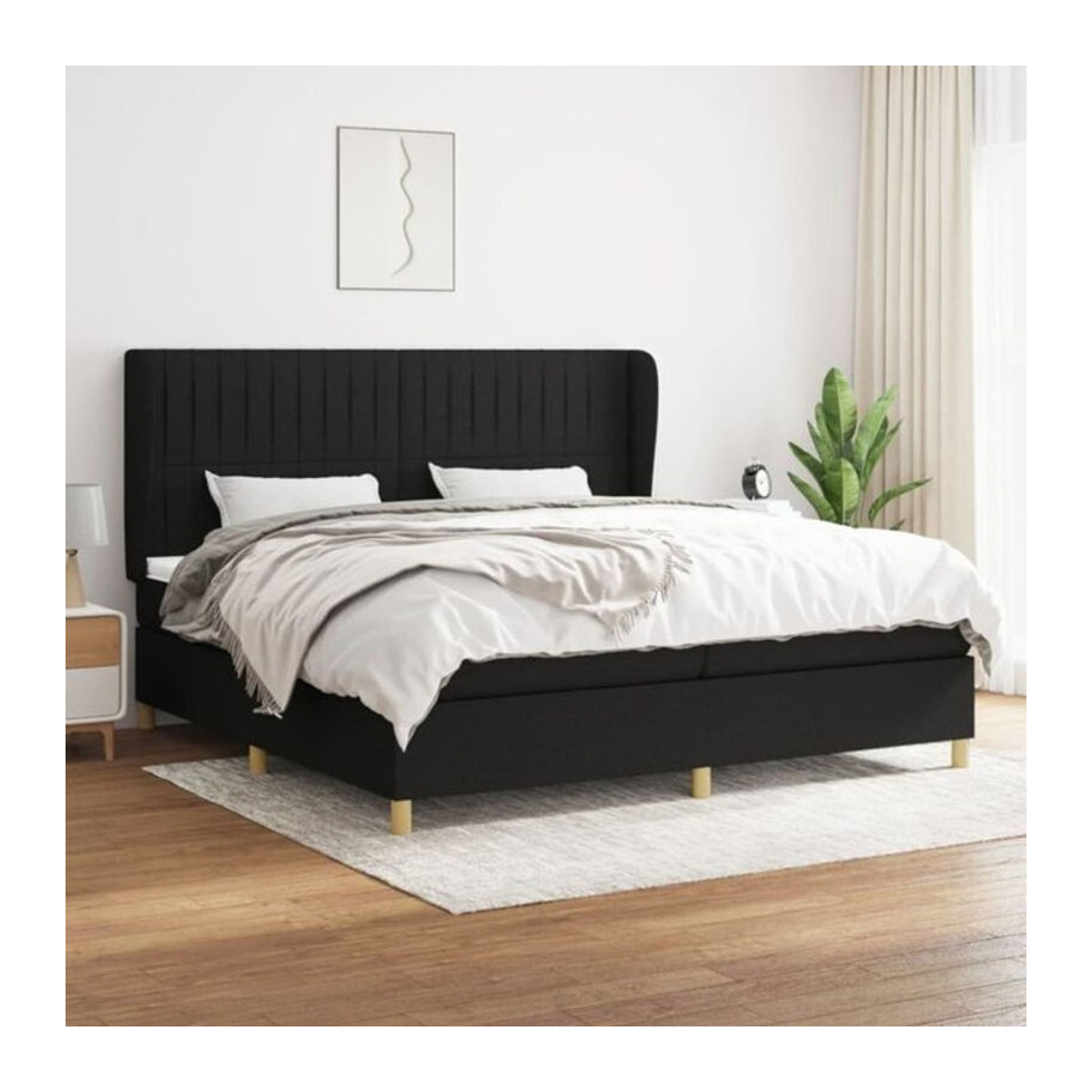 Vidaxl Boxspringbett mit Matratze aus Stoff in Schwarz B/T/H: 200 x 200 x 118 cm - Bild 1