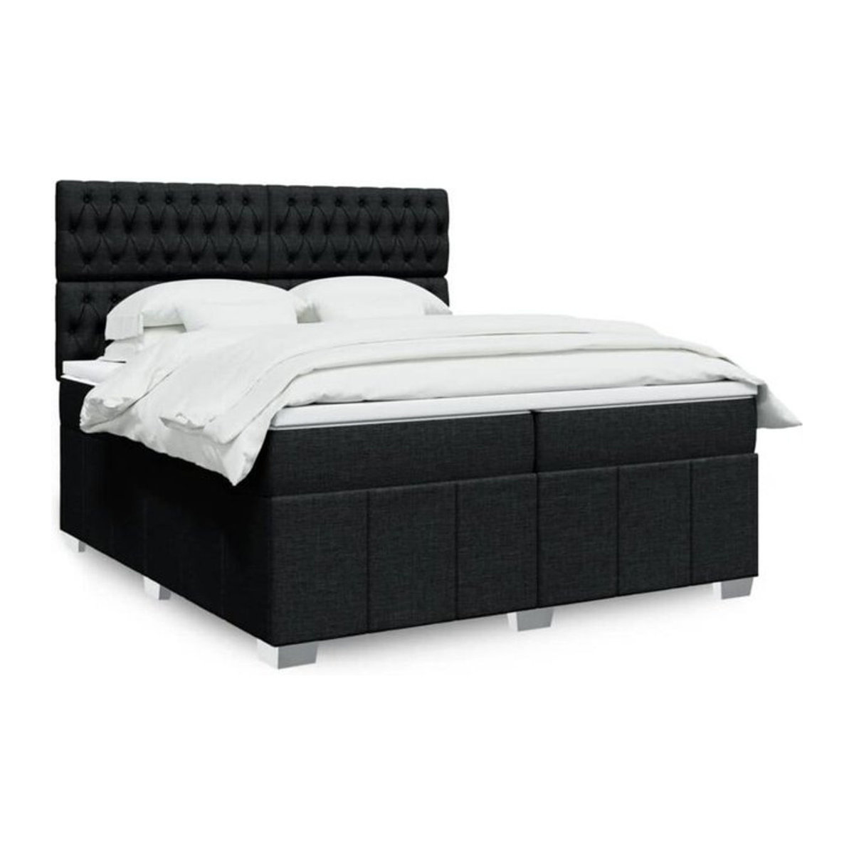 Vidaxl Boxspringbett mit Matratze aus Stoff in Schwarz B/T/H: 200 x 200 x 140,5 cm - Bild 1