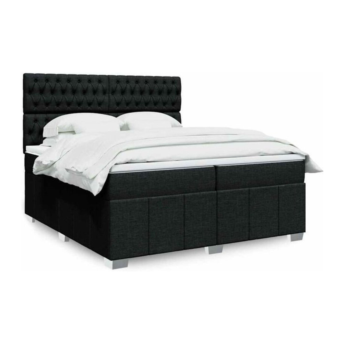 Vidaxl Boxspringbett mit Matratze aus Stoff in Schwarz B/T/H: 200 x 200 x 140,5 cm - Bild 1