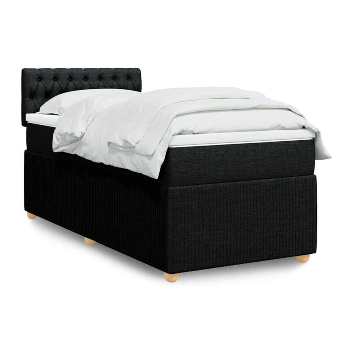 Vidaxl Boxspringbett mit Matratze aus Stoff in Schwarz, B/T/H: 200 x 80 x 100,5 cm - Bild 1