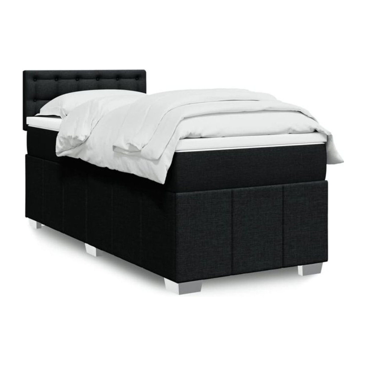 Vidaxl Boxspringbett mit Matratze aus Stoff in Schwarz B/T/H: 80 x 200 cm - Bild 1