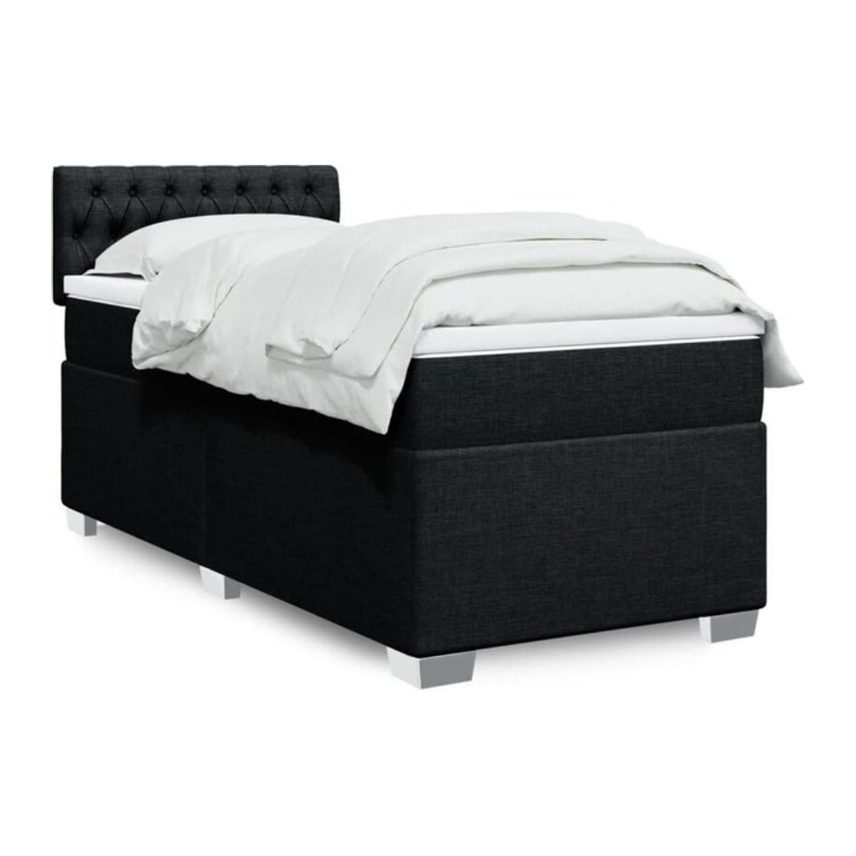 Vidaxl Boxspringbett mit Matratze aus Stoff in Schwarz B/T/H: 80 x 200 x 100,5 cm - Bild 1