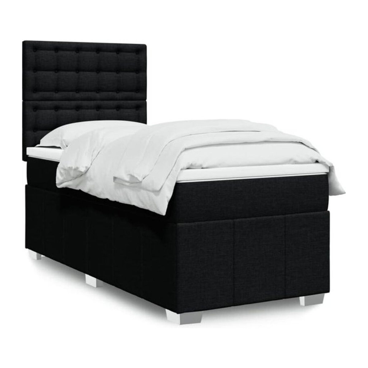 Vidaxl Boxspringbett mit Matratze aus Stoff in Schwarz, B/T/H: 80 x 200 x 150,5 cm - Bild 1