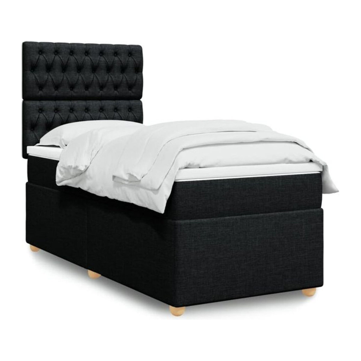 vidaxl Boxspringbett mit Matratze aus Stoff in Schwarz B/T/H: 80 x 200 x 150,5 cm - Bild 1