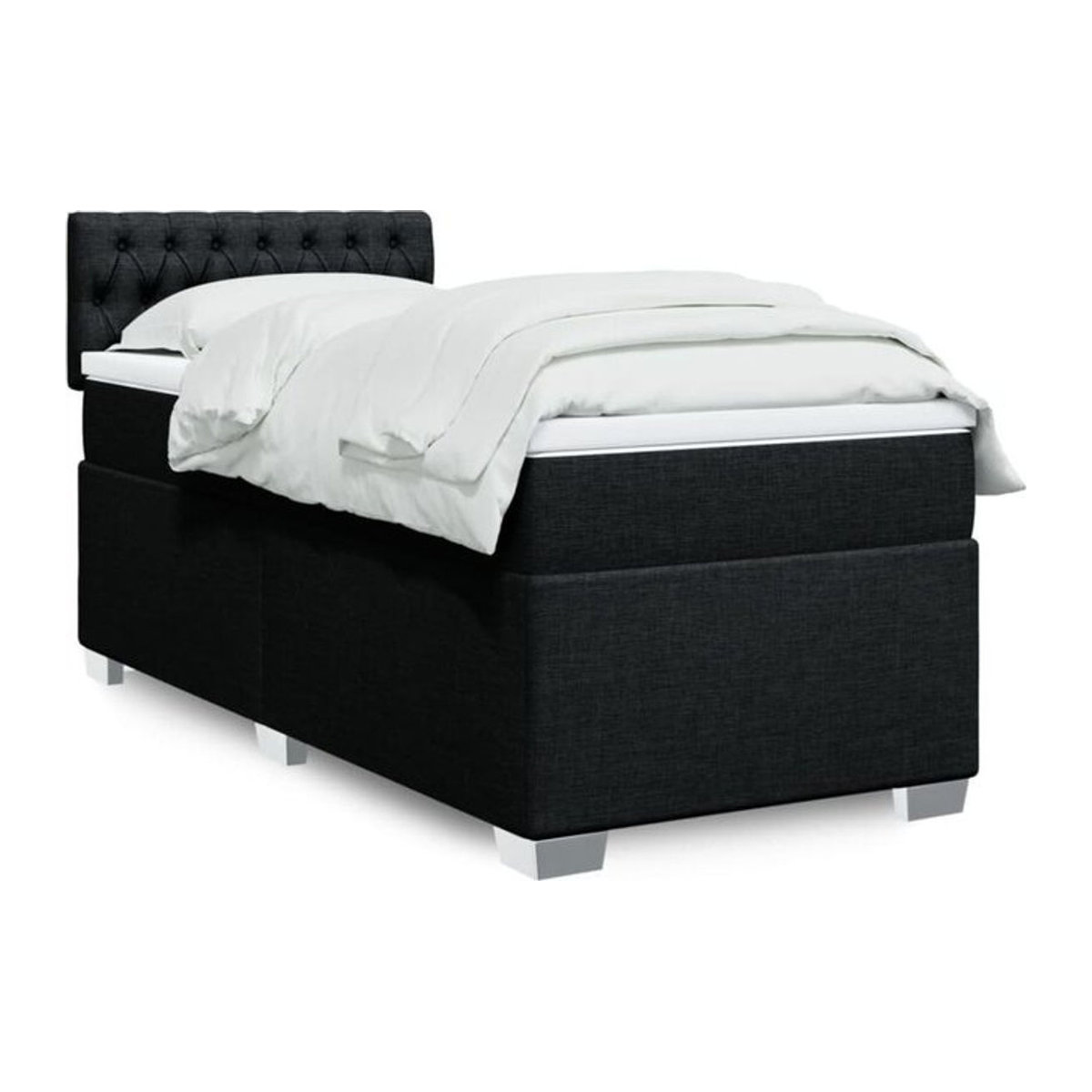vidaxl Boxspringbett mit Matratze aus Stoff in Schwarz, B/T/H: 90 x 190 x 100,5 cm - Bild 1