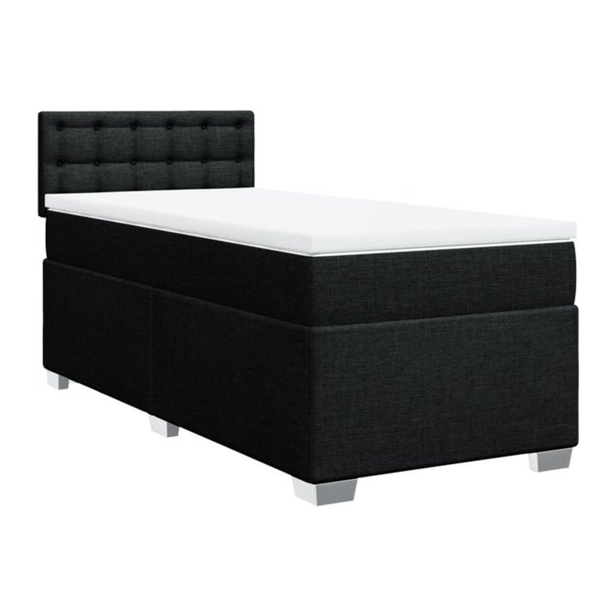 Vidaxl Boxspringbett mit Matratze aus Stoff in Schwarz, B/T/H: 90 x 190 x 100,5 cm - Bild 1