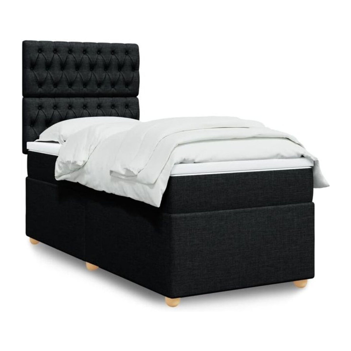 Vidaxl Boxspringbett mit Matratze aus Stoff in Schwarz B/T/H: 90 x 200 cm - Bild 1