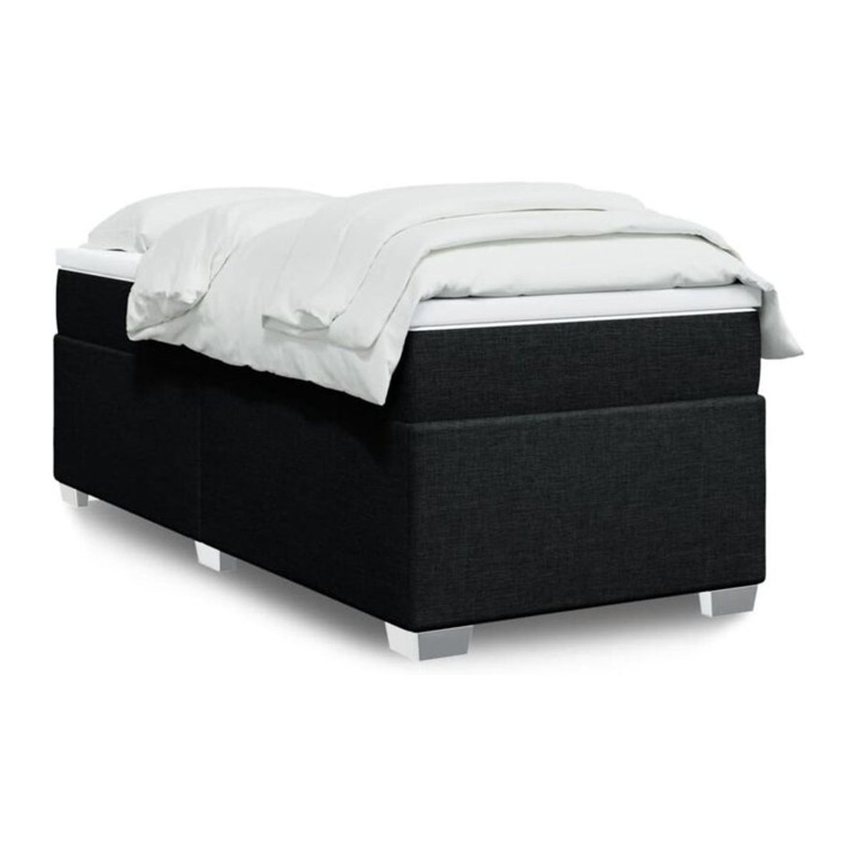 vidaxl Boxspringbett mit Matratze aus Stoff in Schwarz, B/T/H: 90 x 200 cm - Bild 1