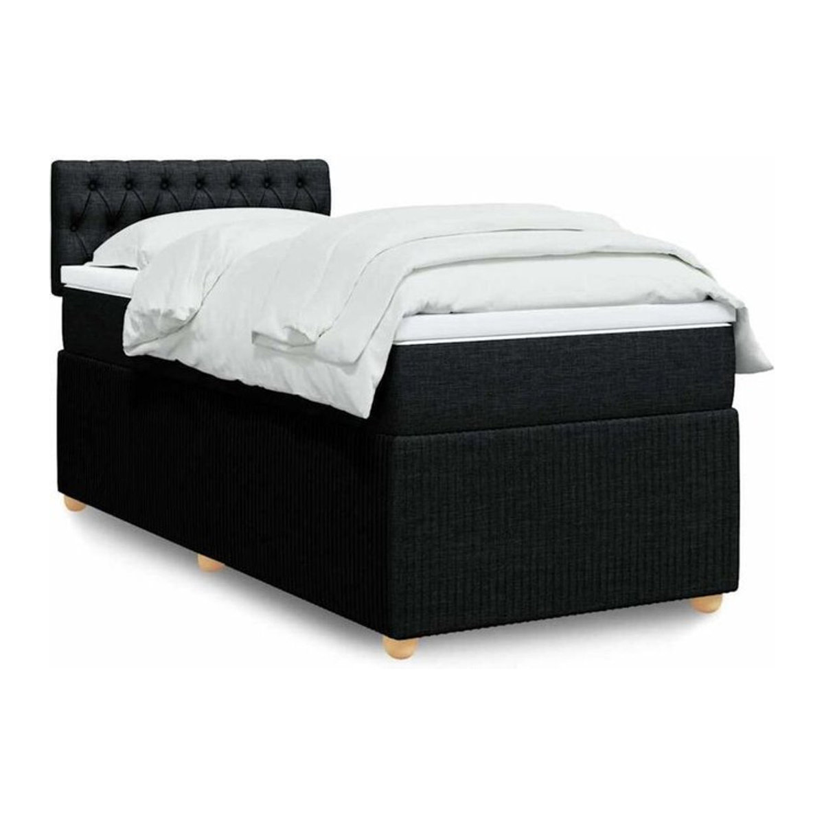 vidaxl Boxspringbett mit Matratze aus Stoff in Schwarz B/T/H: 90 x 200 x 100,5 cm - Bild 1