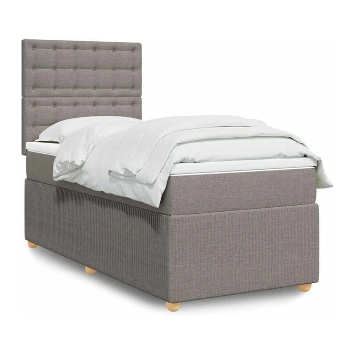 vidaxl Boxspringbett mit Matratze aus Stoff in Taupe, B/T/H: 90 x 200 x 150,5 cm - Bild 1