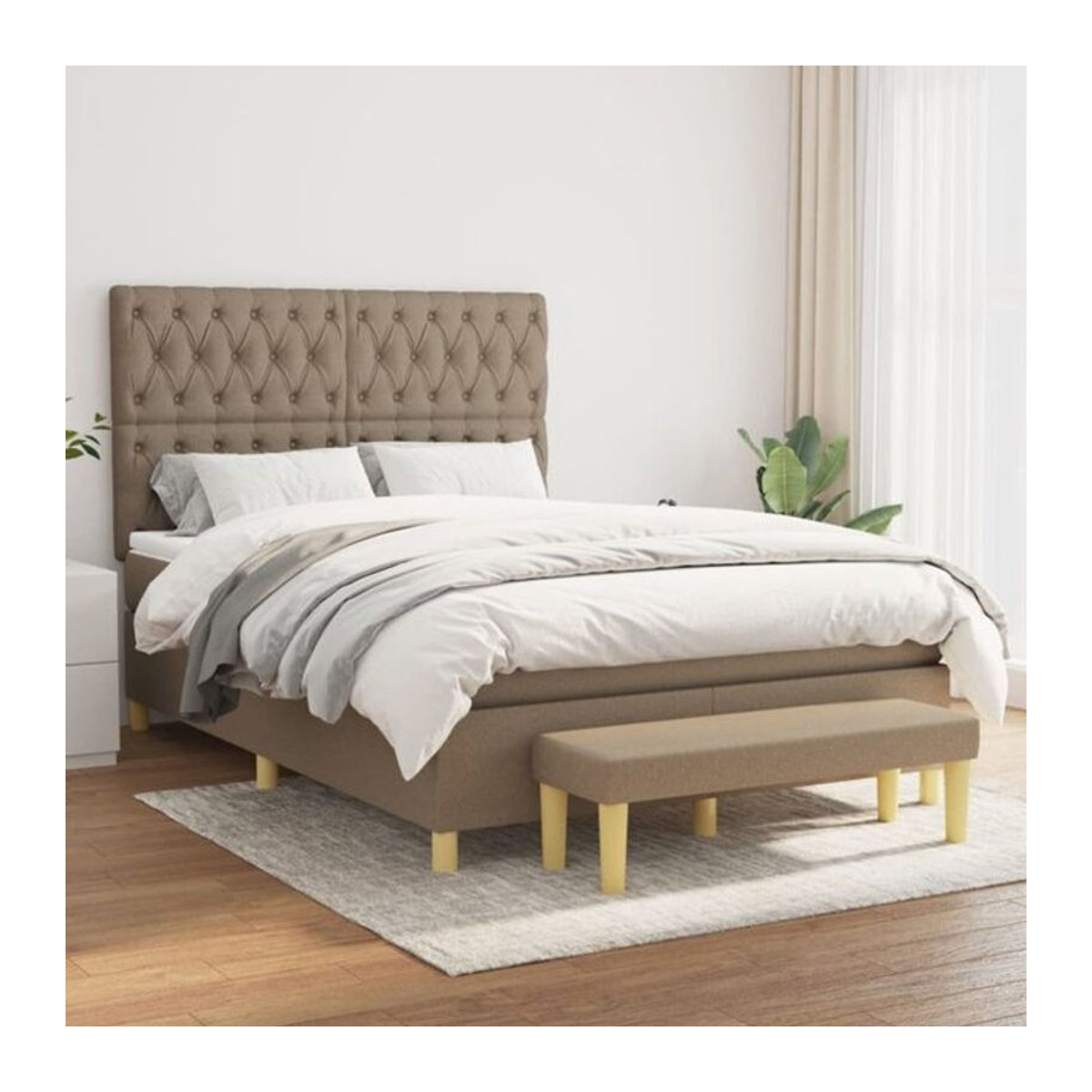 Vidaxl Boxspringbett mit Matratze aus Stoff in Taupe meliert, B/B: 140 x 190 cm - Bild 1
