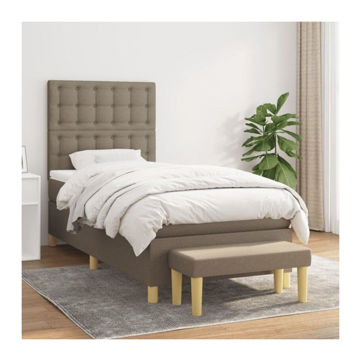 vidaxl Boxspringbett mit Matratze aus Stoff in Taupe meliert, B/B: 80 x 200 cm - Bild 1