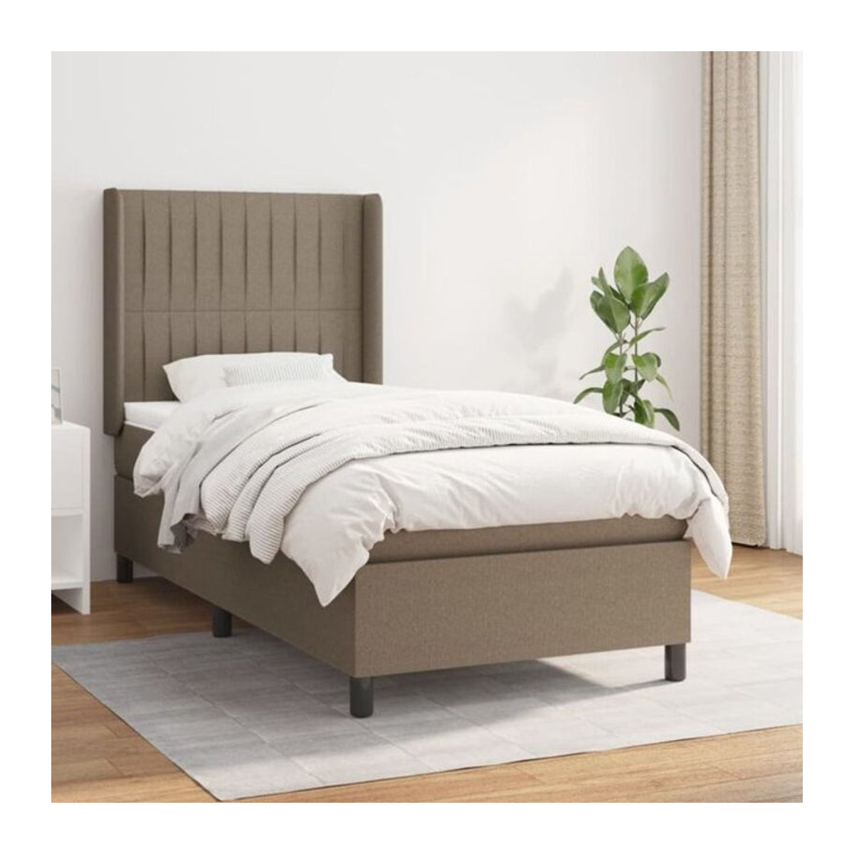vidaxl Boxspringbett mit Matratze aus Stoff in Taupe meliert B/T: 100 x 200 cm - Bild 1
