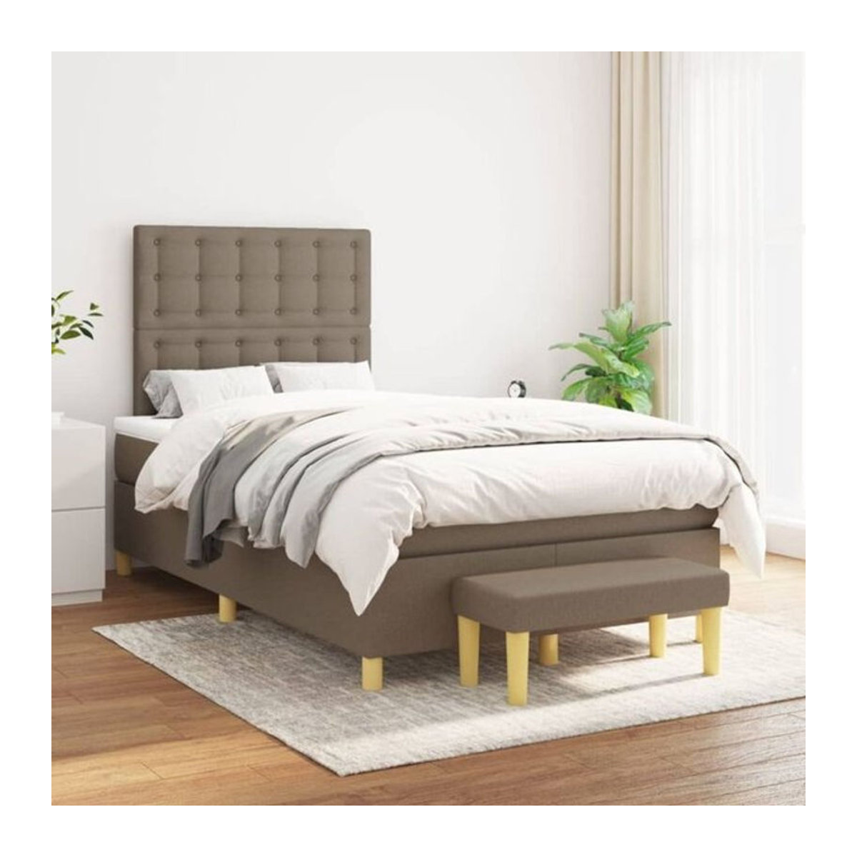 vidaxl Boxspringbett mit Matratze aus Stoff in Taupe meliert B/T: 120 x 200 cm - Bild 1
