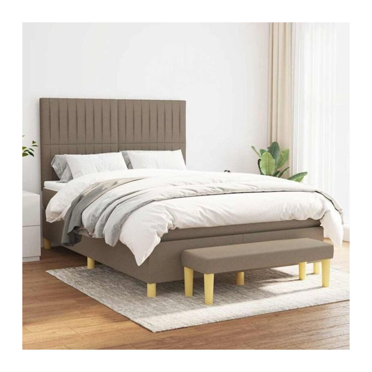 Vidaxl Boxspringbett mit Matratze aus Stoff in Taupe Meliert, B/T: 140 x 190 cm - Bild 1
