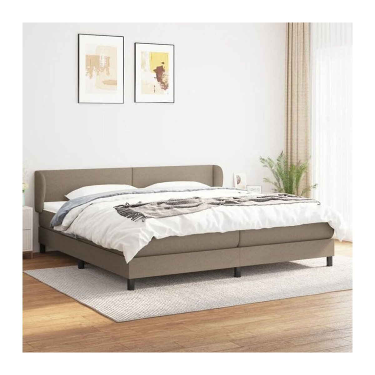 Vidaxl Boxspringbett mit Matratze aus Stoff in Taupe Meliert, B/T: 200 x 200 cm - Bild 1