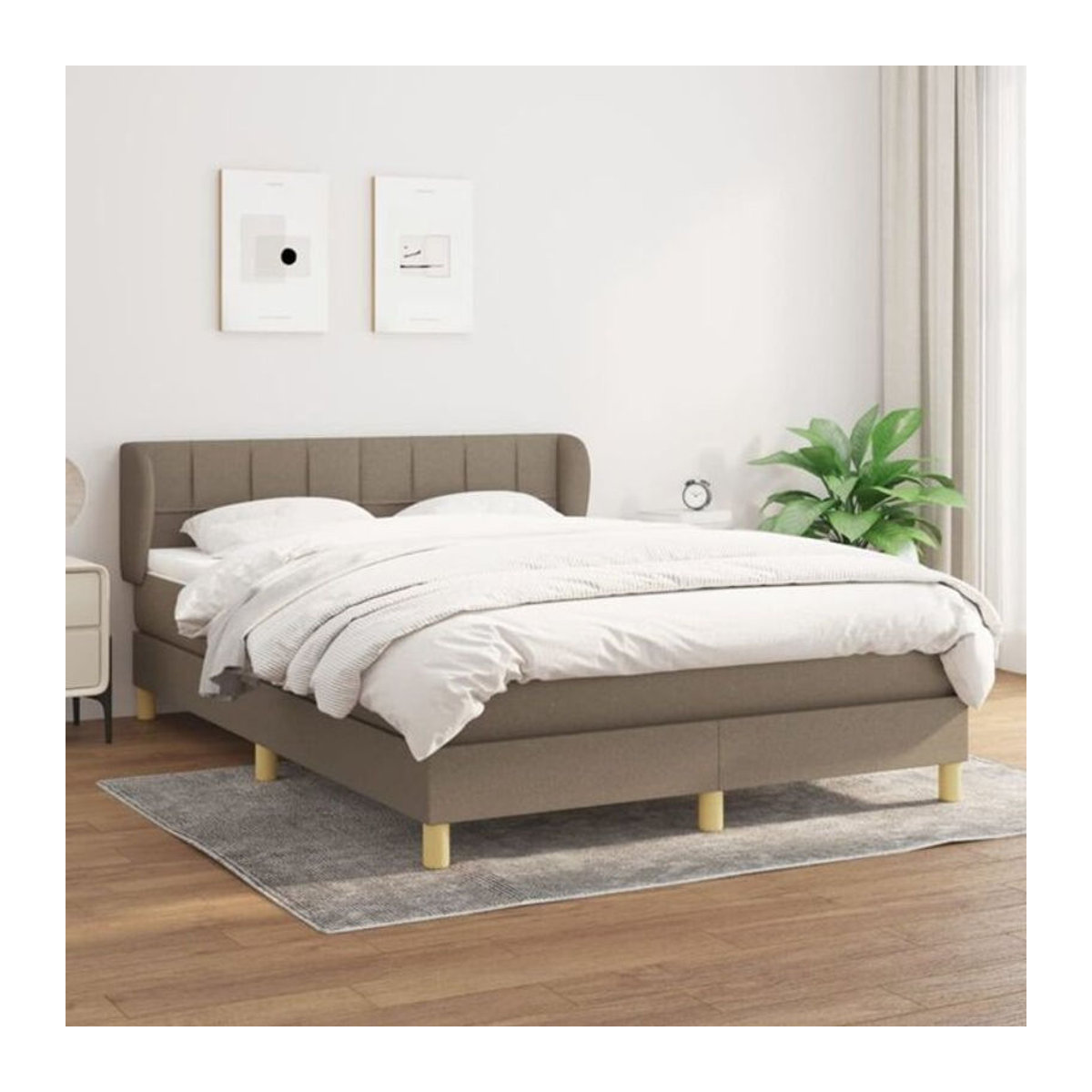 Vidaxl Boxspringbett mit Matratze aus Stoff in Taupe Meliert, B/T/H: 140 x 190 cm - Bild 1