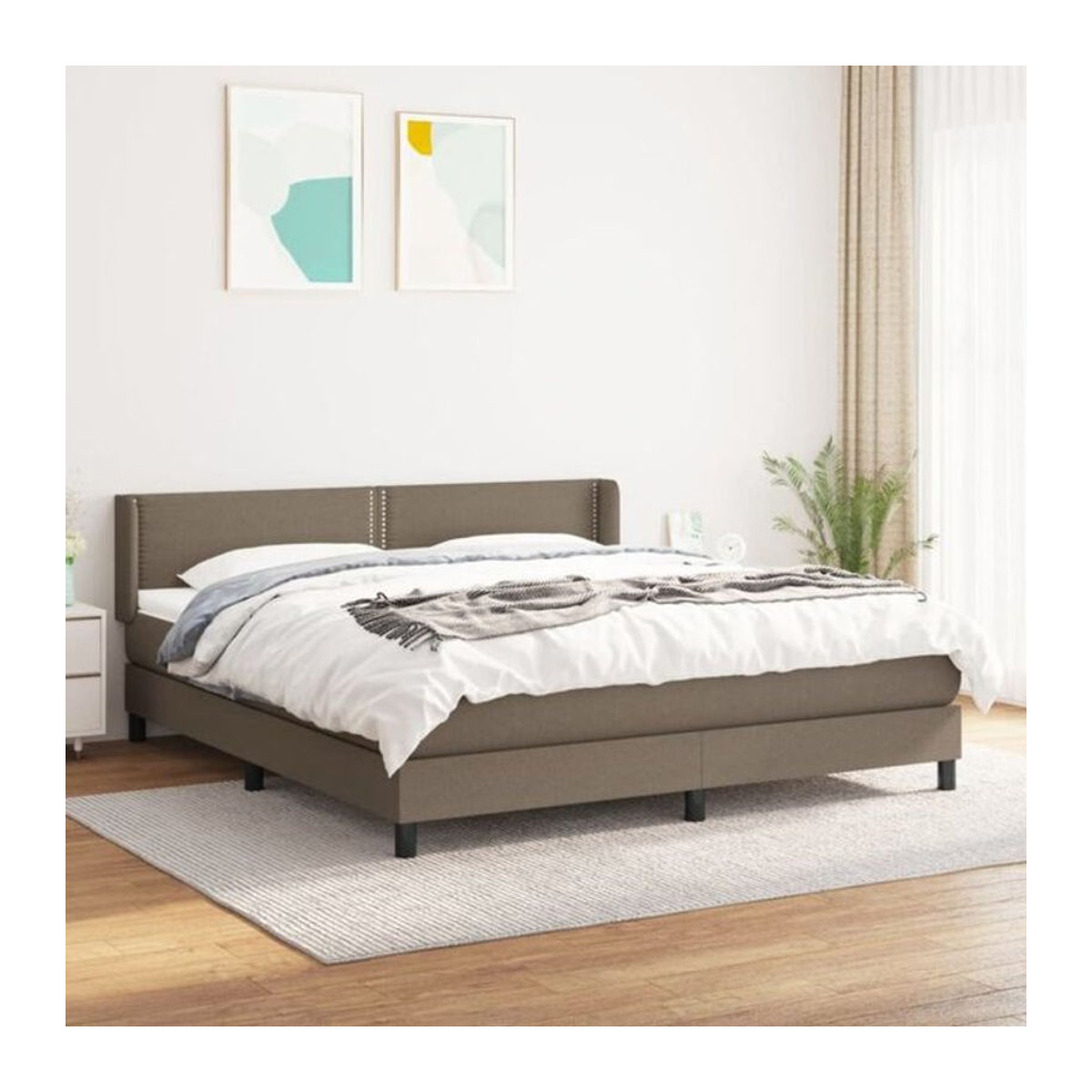 Vidaxl Boxspringbett mit Matratze aus Stoff in Taupe Meliert B/T/H: 180 x 200 cm - Bild 1