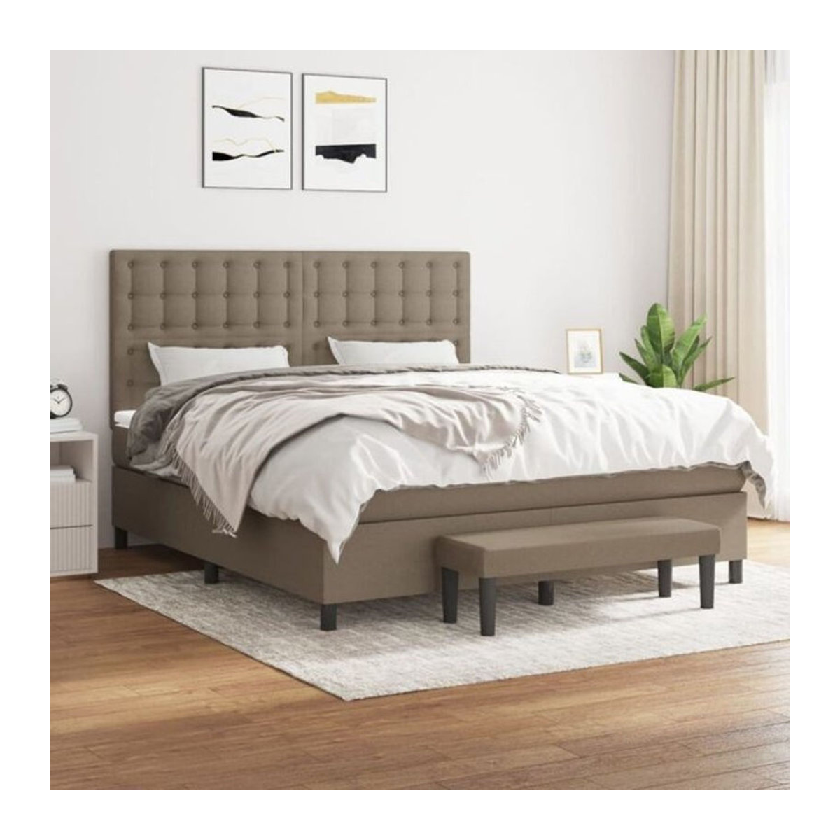 Vidaxl Boxspringbett mit Matratze aus Stoff in Taupe Meliert B/T/H: 180 x 200 x 118 cm - Bild 1
