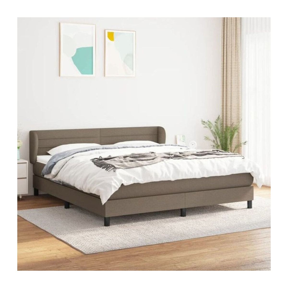 Vidaxl Boxspringbett mit Matratze aus Stoff in Taupe Meliert, B/T/H: 180 x 200 x 78 cm - Bild 1