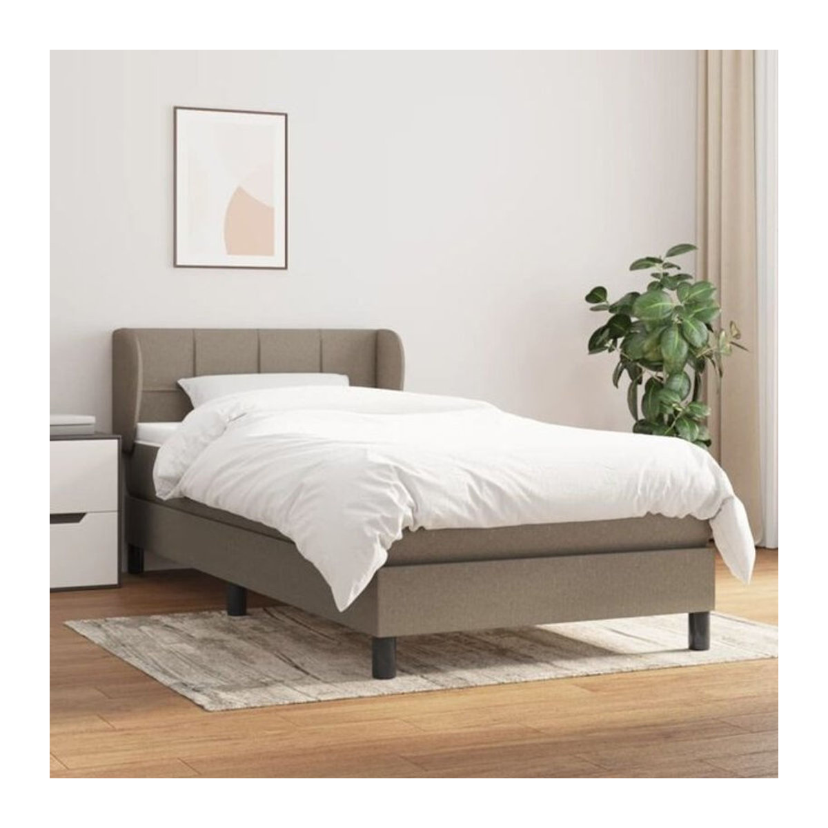 vidaxl Boxspringbett mit Matratze aus Stoff in Taupe meliert, B/T/H: 90 x 200 cm - Bild 1