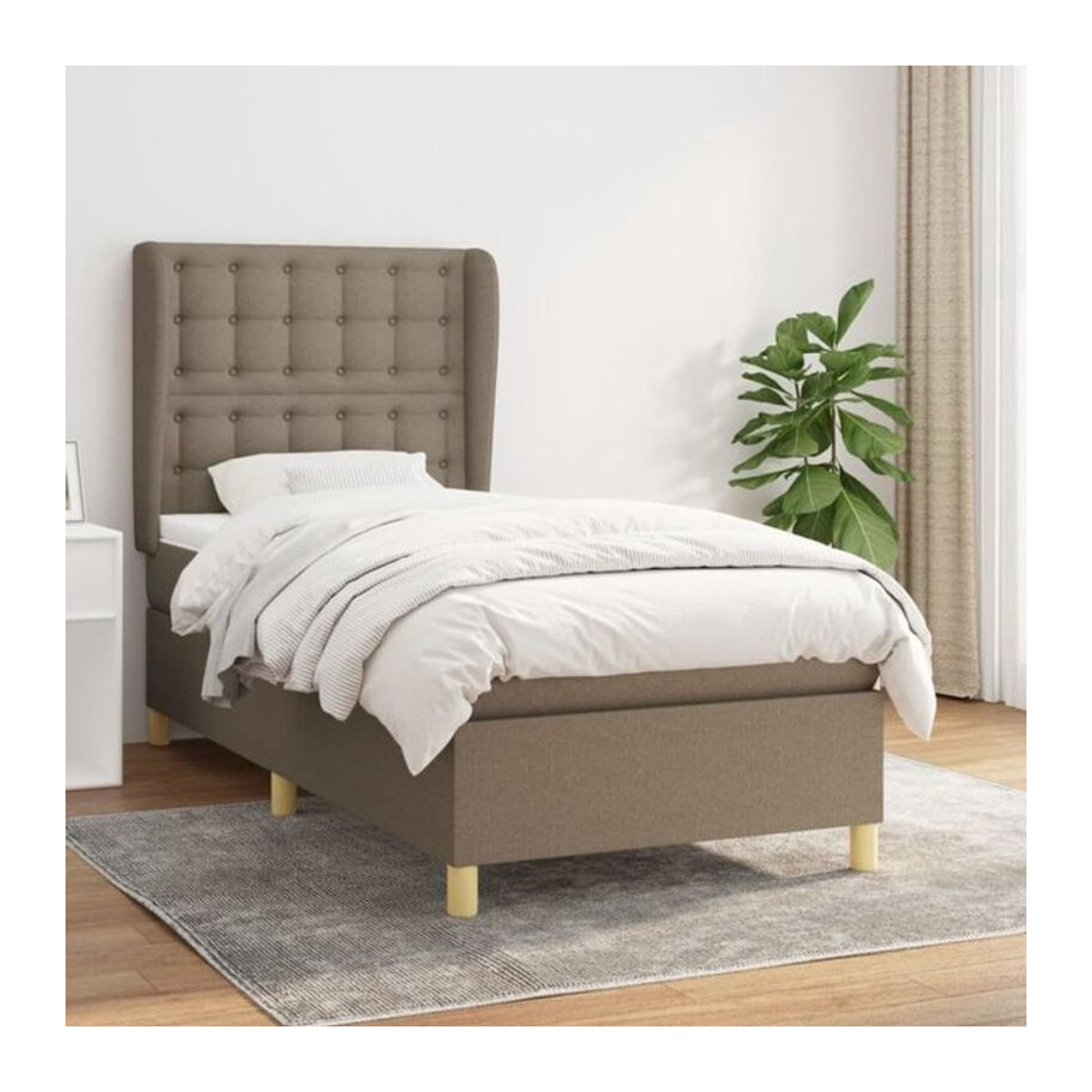 Vidaxl Boxspringbett mit Matratze aus Stoff in Taupe Meliert B/T/H: 90 x 200 cm - Bild 1
