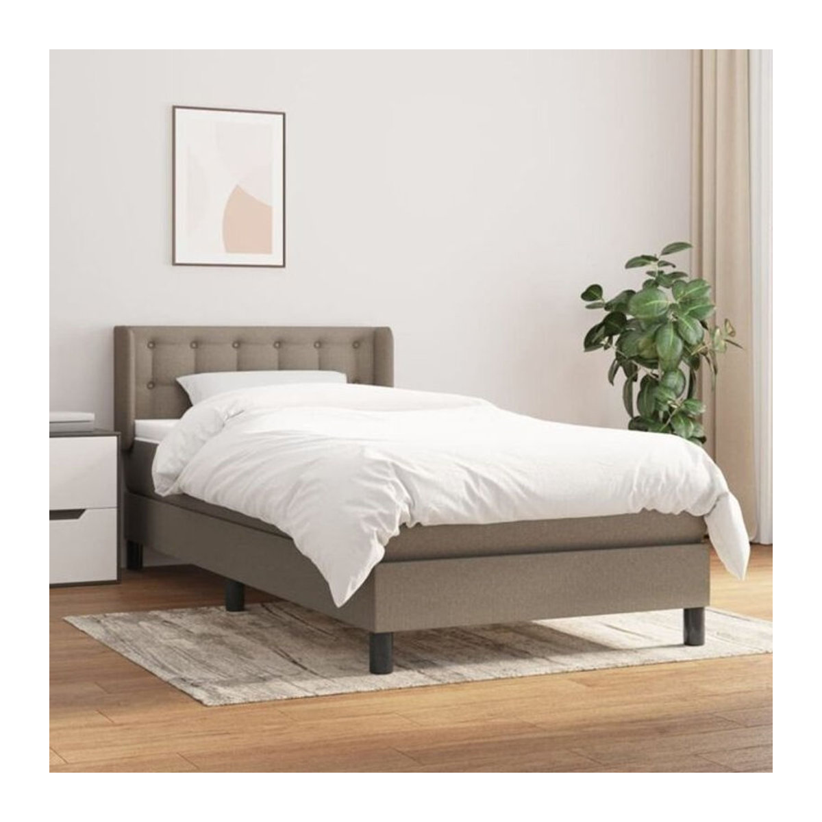 Vidaxl Boxspringbett mit Matratze aus Stoff in Taupe Meliert B/T/H: 90 x 200 cm - Bild 1