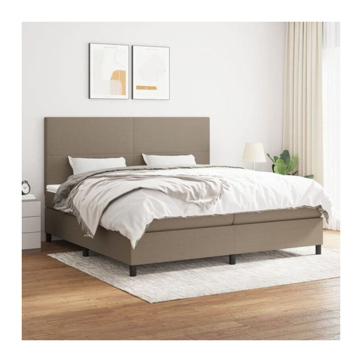 vidaxl Boxspringbett mit Matratze aus Stoff in Taupe meliert, Modernes Polsterbett B/T: 200 x 200 cm - Bild 1