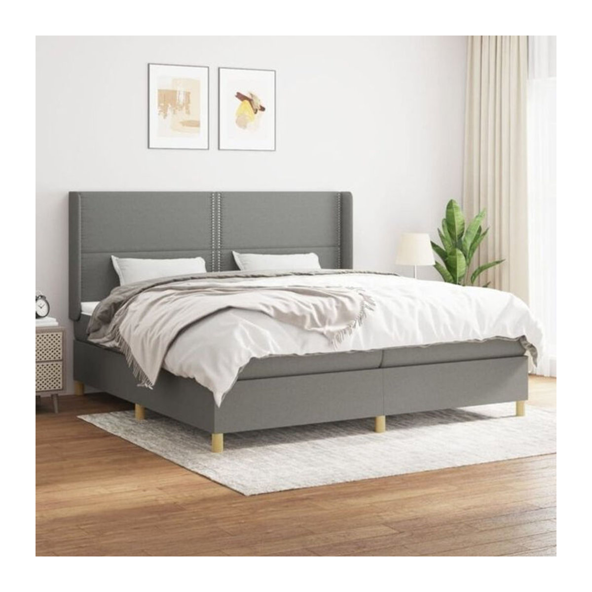 Vidaxl Boxspringbett mit Matratze aus Stoff und Massivholz in Anthrazit B/T/H: 200 x 200 x 118 cm - Bild 1