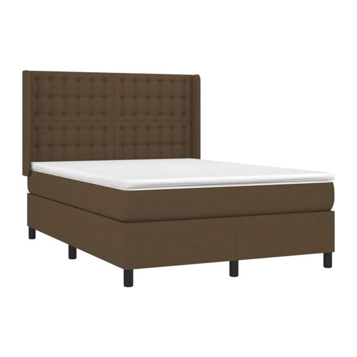 vidaxl Boxspringbett mit Matratze aus Stoff und Massivholz in Braun, B/T/H: 140 x 190 x 147 cm - Bild 1
