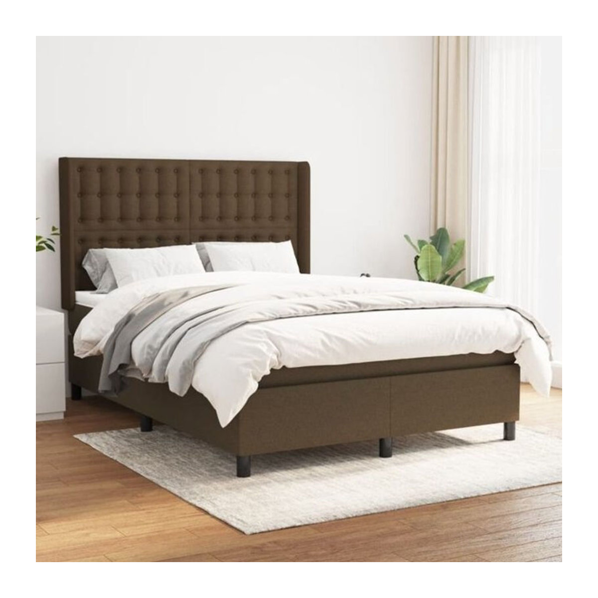 Vidaxl Boxspringbett mit Matratze aus Stoff und Massivholz in Braun, B/T/H: 140 x 200 x 118 cm - Bild 1