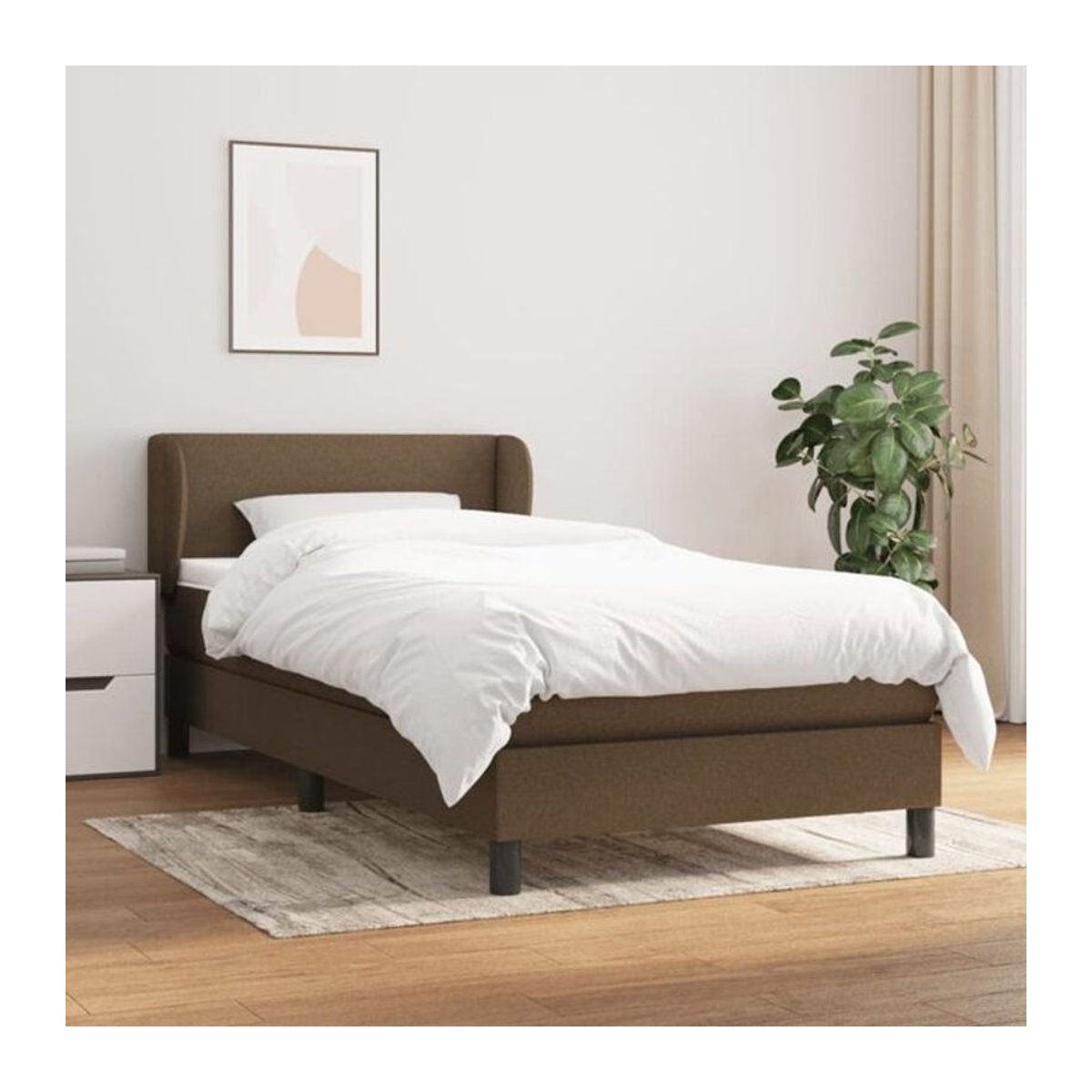 Vidaxl Boxspringbett mit Matratze aus Stoff und Massivholz in Braun, B/T/H: 90 x 190 cm - Bild 1