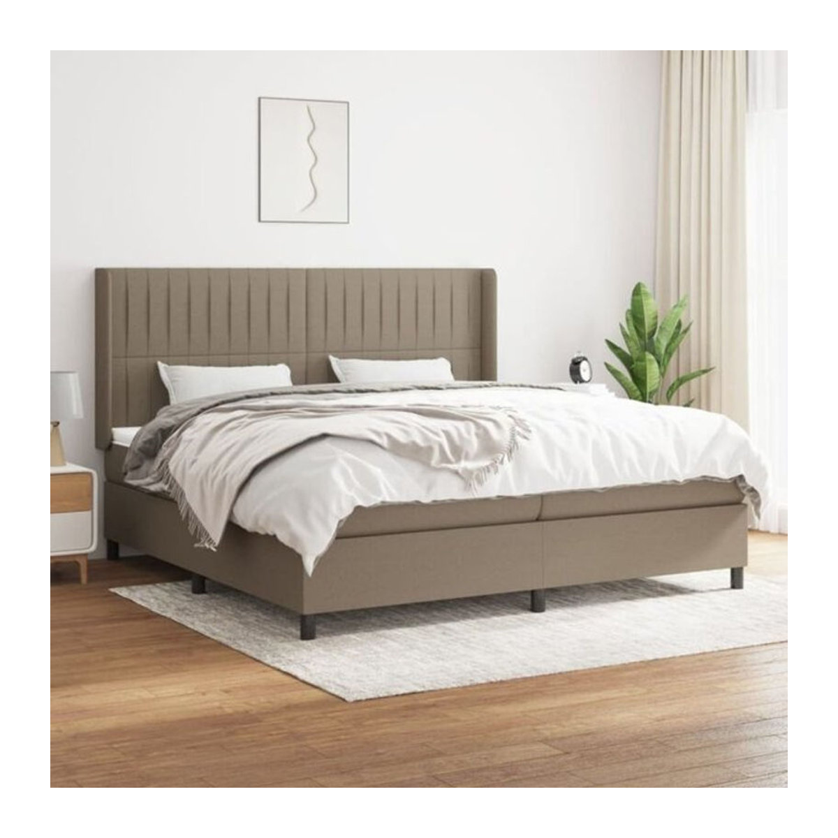 Vidaxl Boxspringbett mit Matratze aus Stoff und Massivholz in Taupe Meliert B/T/H: 200 x 200 x 118 cm - Bild 1