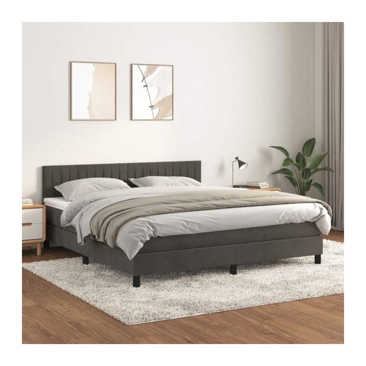 Vidaxl Boxspringbett mit Matratze in Anthrazit aus Samt, B/T/H: 160 x 200 cm - Bild 1