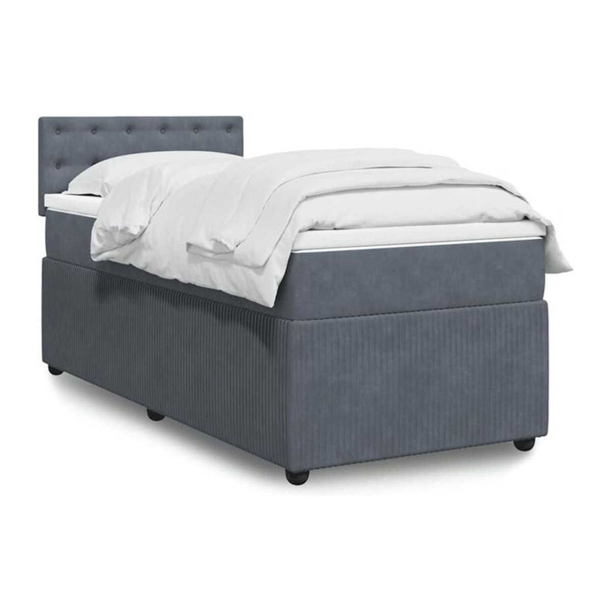 Vidaxl Boxspringbett mit Matratze in Anthrazit aus Samt, B/T/H: 90 x 200 x 100,5 cm - Bild 1
