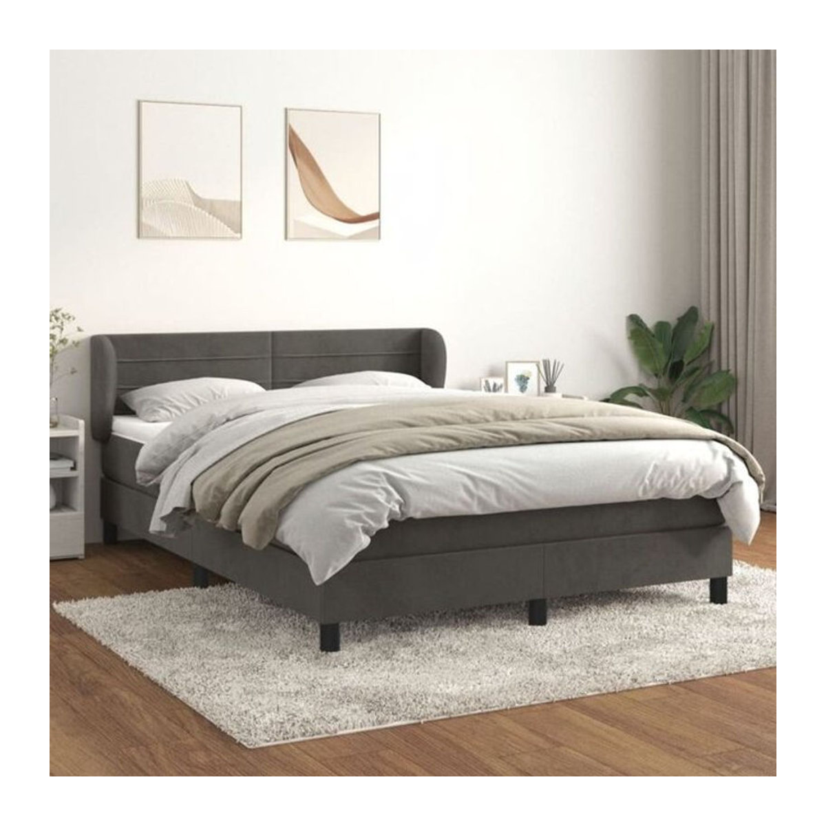 Vidaxl Boxspringbett mit Matratze in Anthrazit aus Samt und Massivholz, B/T/H: 180 x 200 x 88 cm - Bild 1