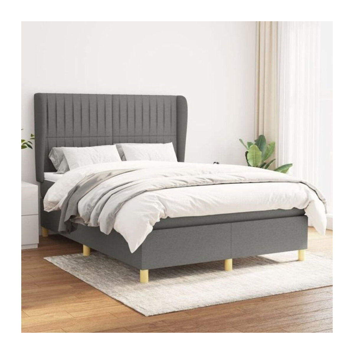 Vidaxl Boxspringbett mit Matratze in Anthrazit aus Stoff, B/T: 140 x 200 cm - Bild 1