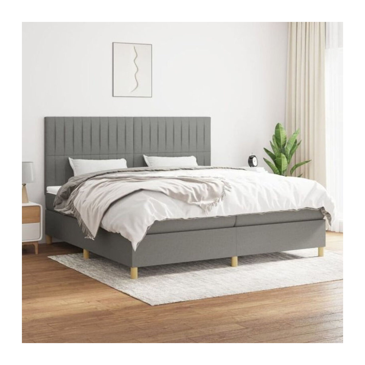 VIDAXL Boxspringbett mit Matratze in Anthrazit aus Stoff, B/T: 200 x 200 cm - Bild 1