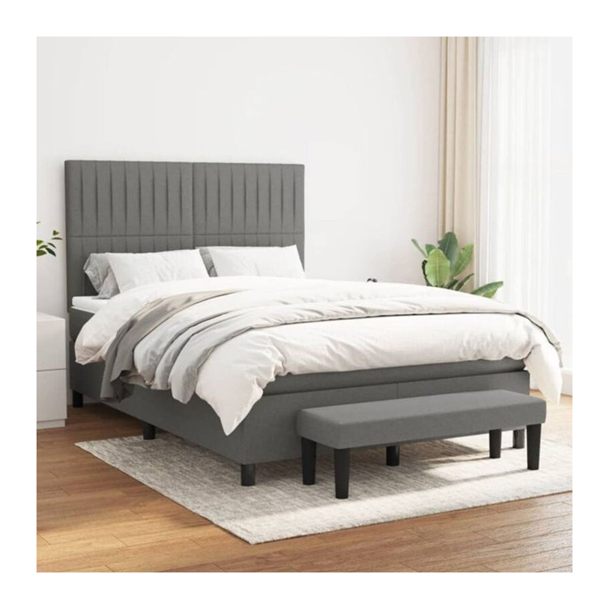 Vidaxl Boxspringbett mit Matratze in Anthrazit aus Stoff, B/T/H: 140 x 190 cm - Bild 1