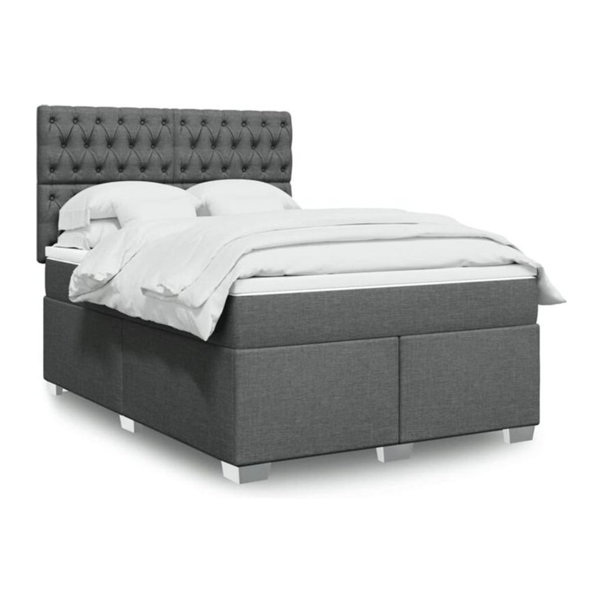 vidaxl Boxspringbett mit Matratze in Anthrazit aus Stoff, B/T/H: 140 x 200 cm - Bild 1