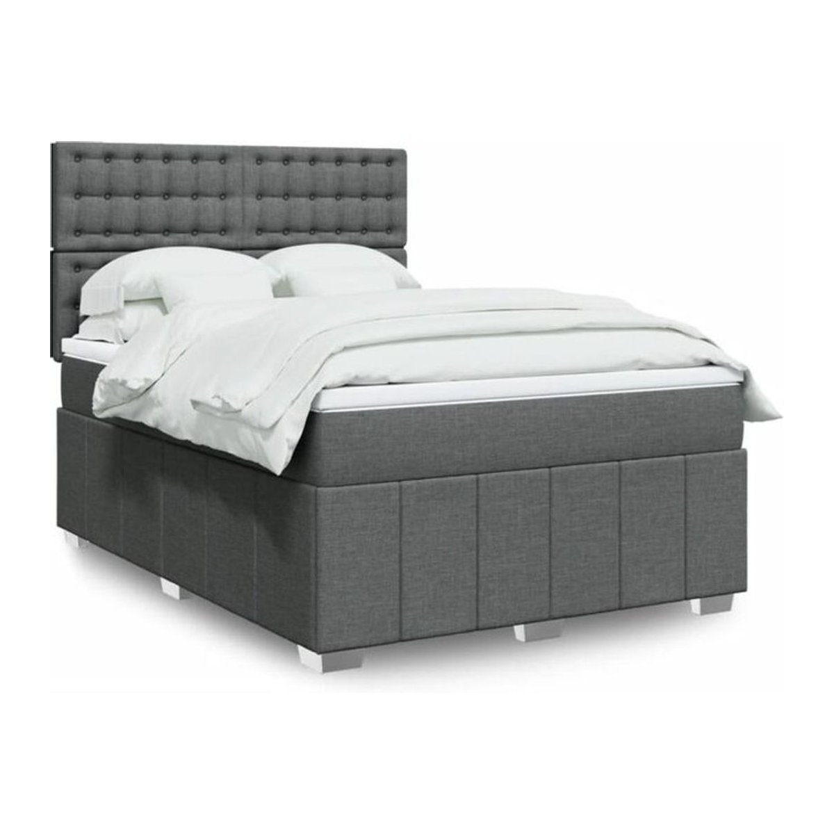 vidaxl Boxspringbett mit Matratze in Anthrazit aus Stoff, B/T/H: 140 x 200 x 150,5 cm - Bild 1
