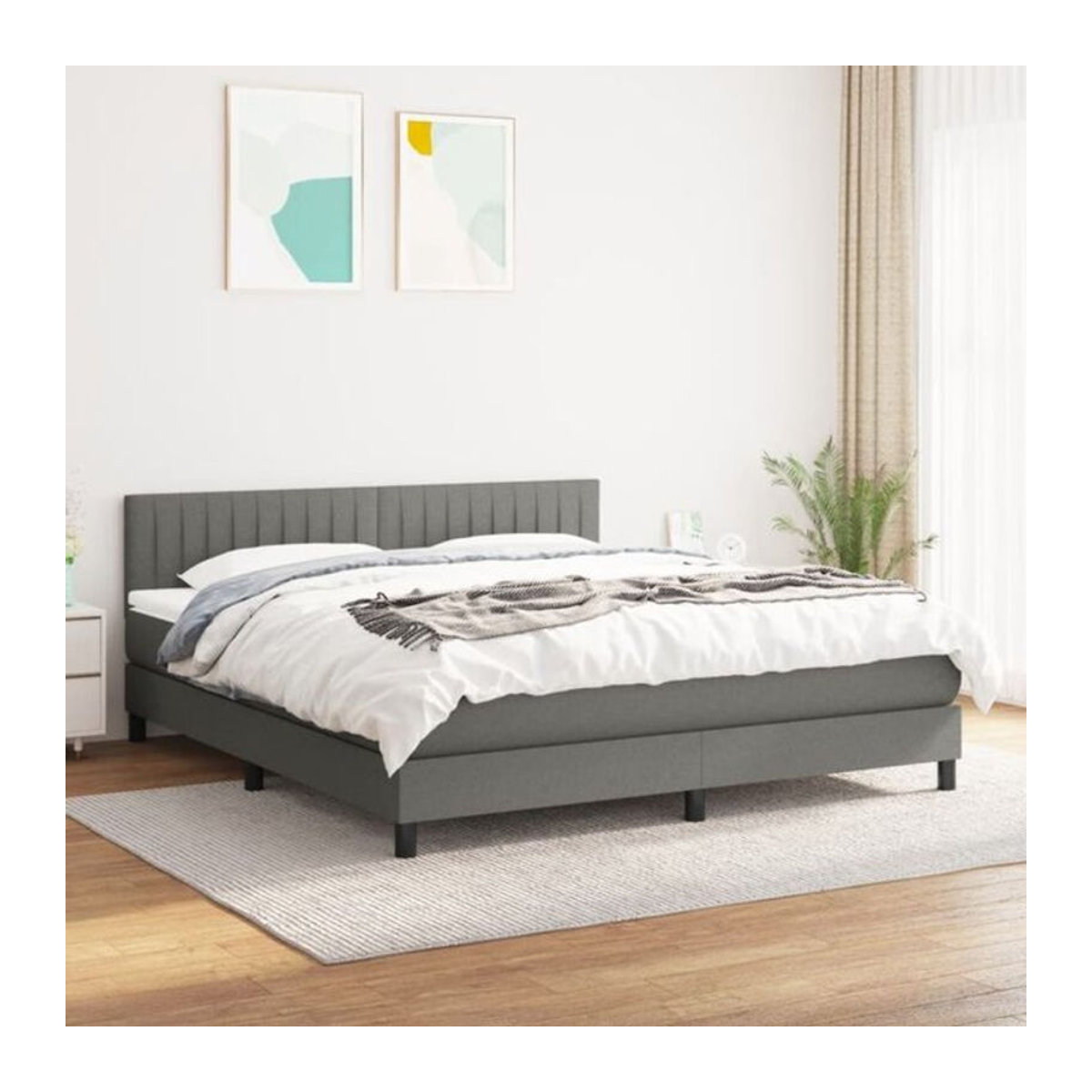 vidaxl Boxspringbett mit Matratze in Anthrazit aus Stoff, B/T/H: 160 x 200 cm - Bild 1