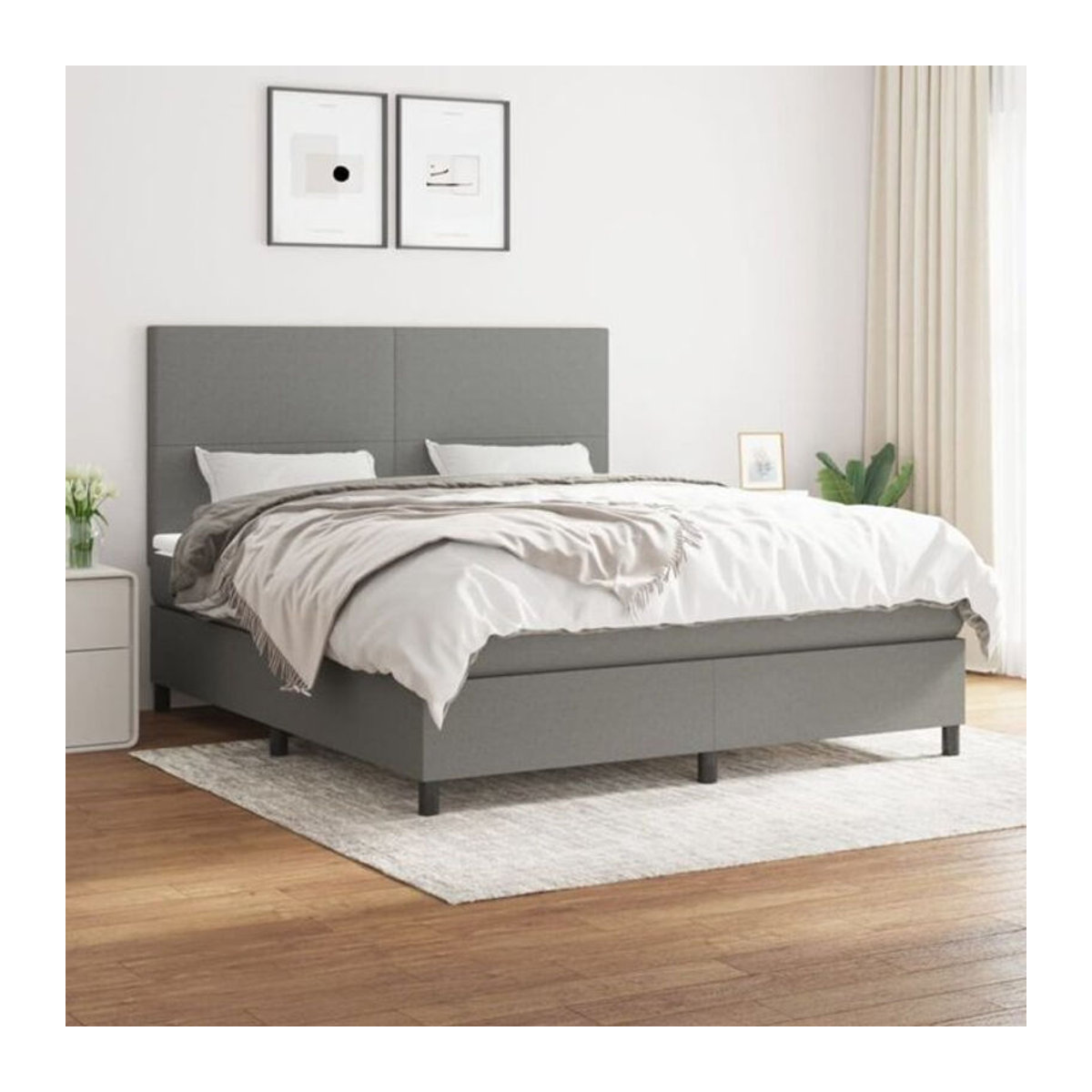 Vidaxl Boxspringbett mit Matratze in Anthrazit aus Stoff B/T/H: 180 x 200 cm - Bild 1