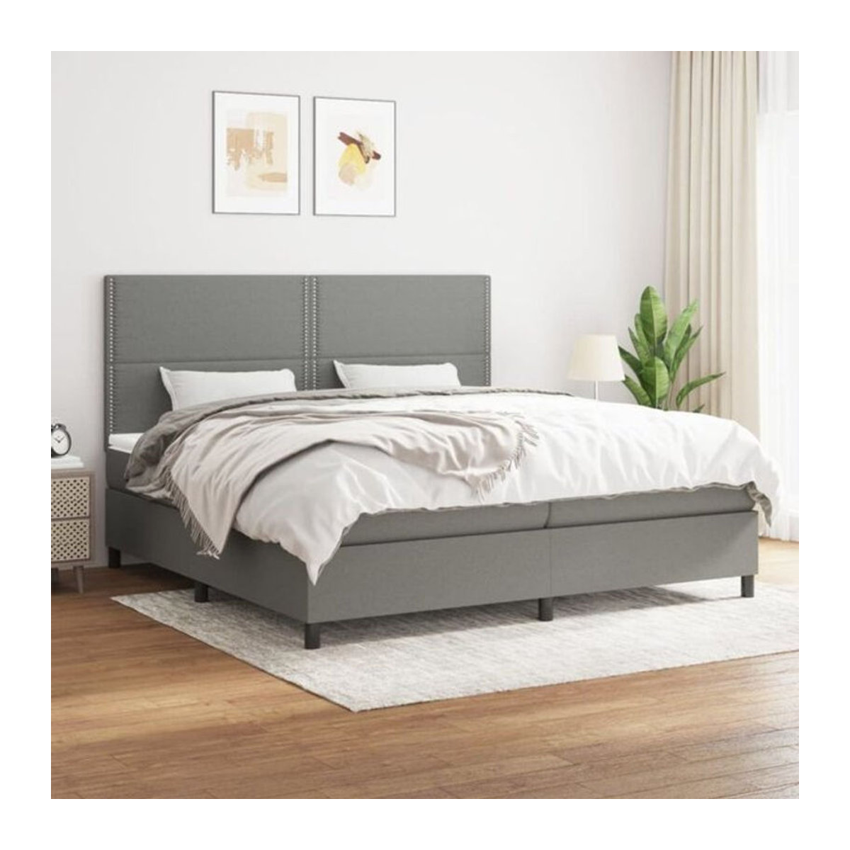 Vidaxl Boxspringbett mit Matratze in Anthrazit aus Stoff B/T/H: 200 x 200 x 118 cm - Bild 1