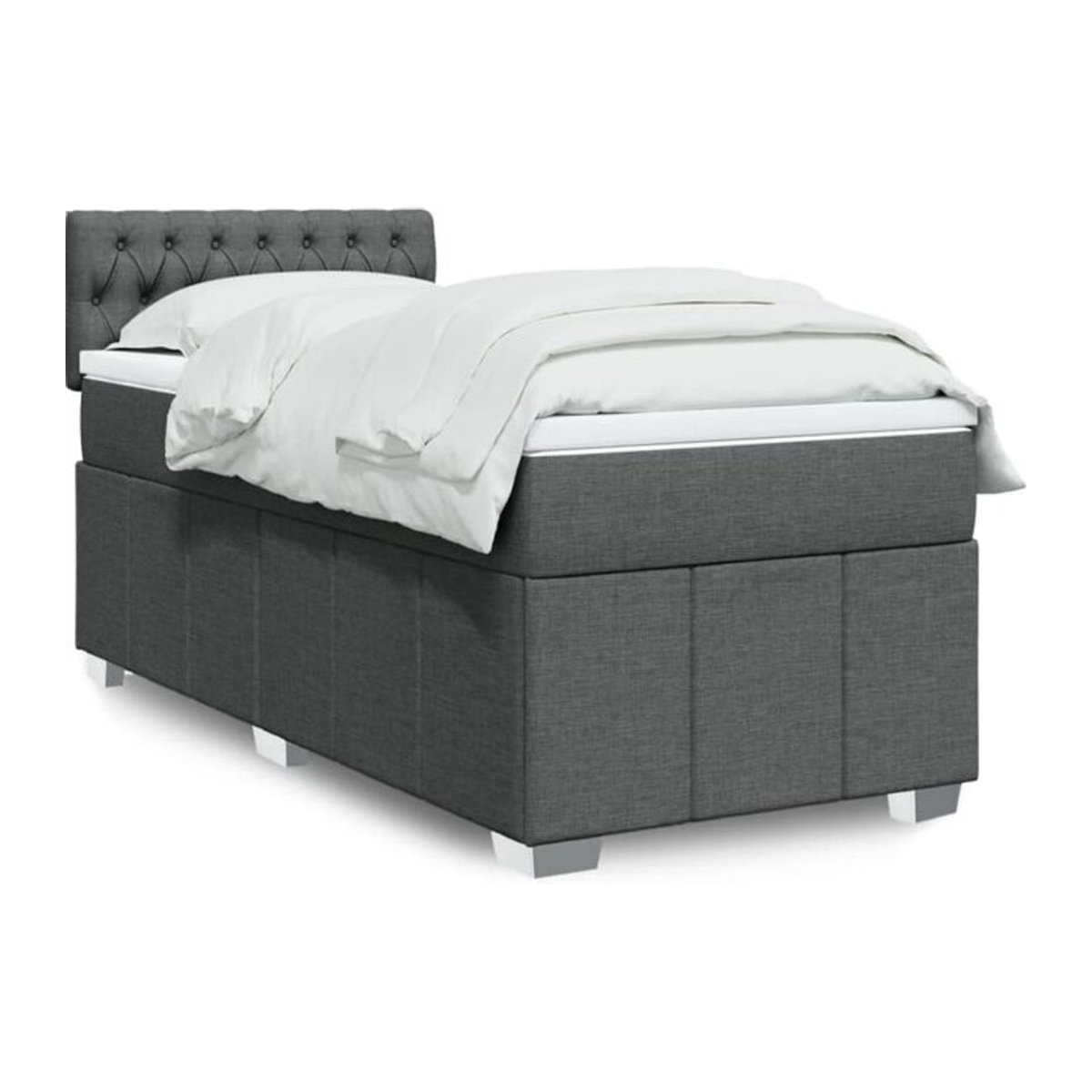 vidaxl Boxspringbett mit Matratze in Anthrazit aus Stoff, B/T/H: 90 x 190 x 100,5 cm - Bild 1
