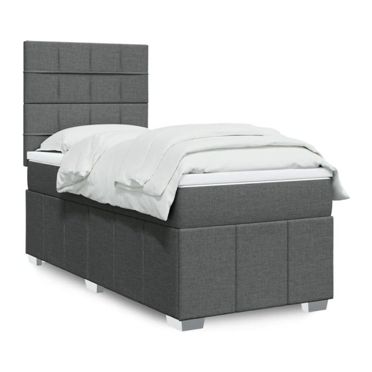 vidaxl Boxspringbett mit Matratze in Anthrazit aus Stoff, B/T/H: 90 x 190 x 140,5 cm - Bild 1